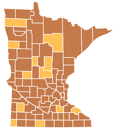 map of minnesota showing the 12 counties joe gaugler has gone to